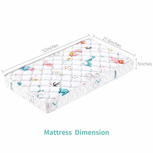Baby mattress with dimensions 52x27.6x5 inches.