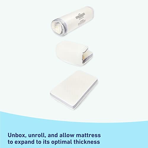 Steps to unbox and expand a mattress.
