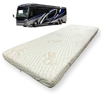 RV bus and mattress, showcasing travel comfort.