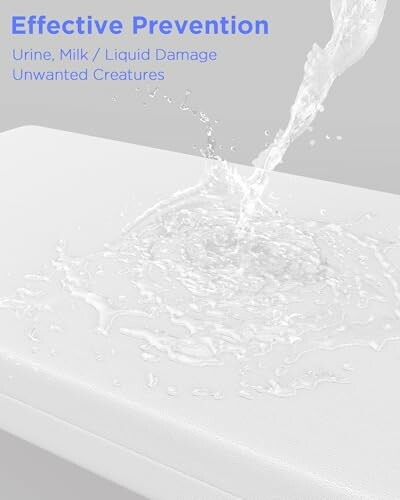 Water splashing on a protective cover with text about effective prevention.