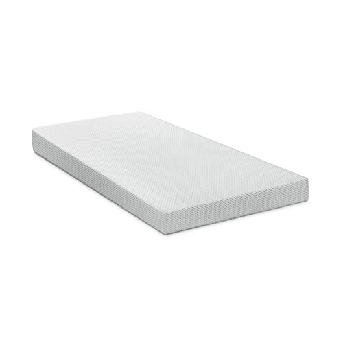 White rectangular mattress on a white background for nursery.